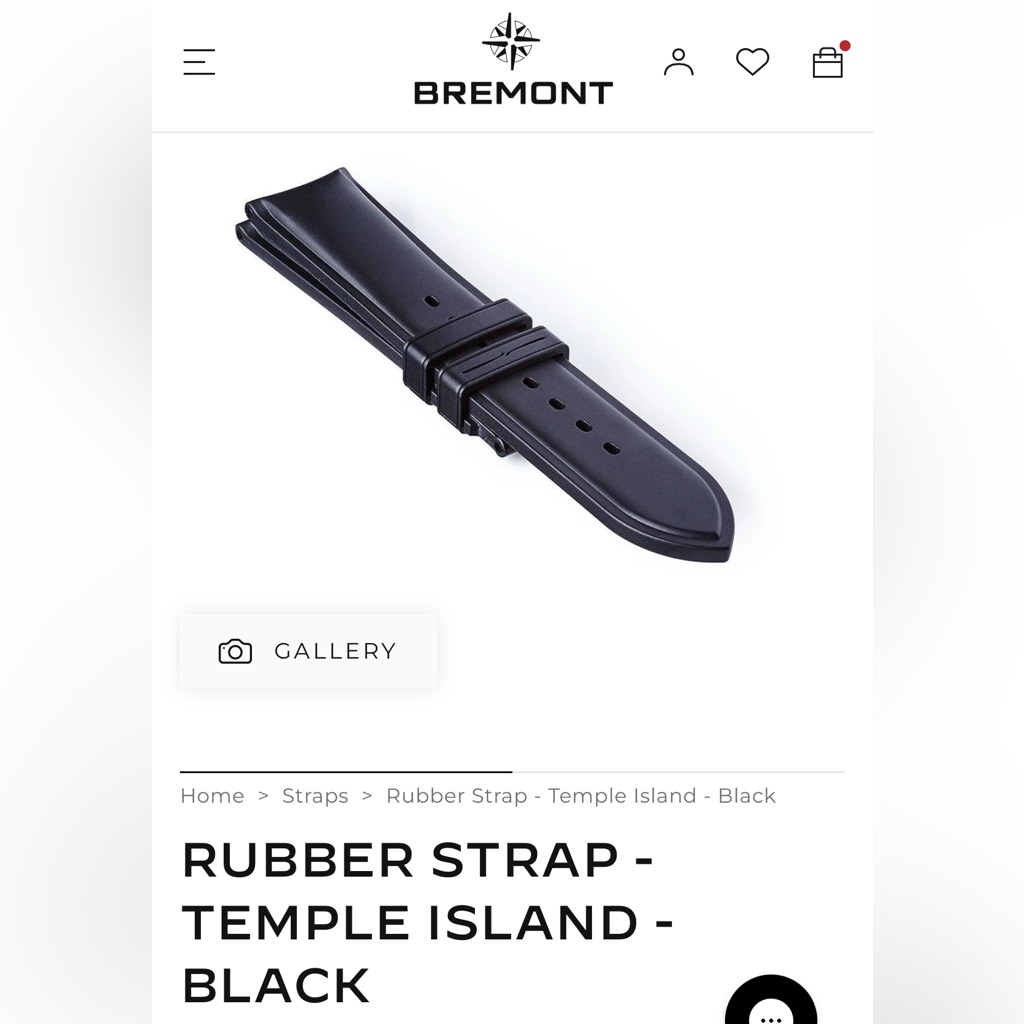 Bremont Black Rubber Strap22mm